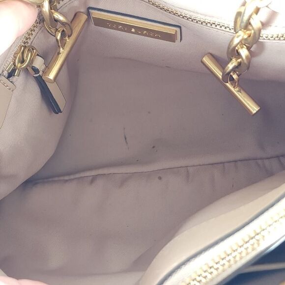 TORY BURCH Light Oak Fleming Diamond Quilted Small Gold Chain Tote Purse Bag - Picture 10 of 16